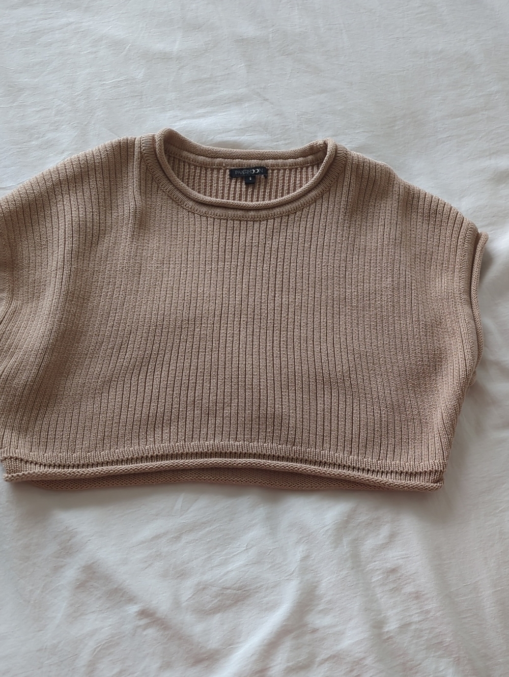 Papermoon Cropped Ribbed Sweater - Tan - Picture 4 of 4
